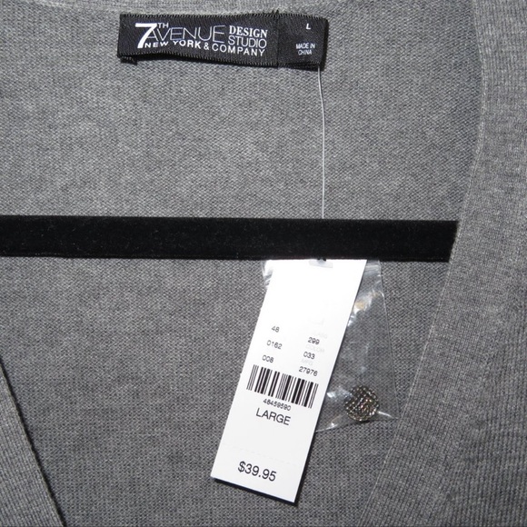 7th Avenue Gray Front Button V Neck Cardigan - Picture 8 of 8